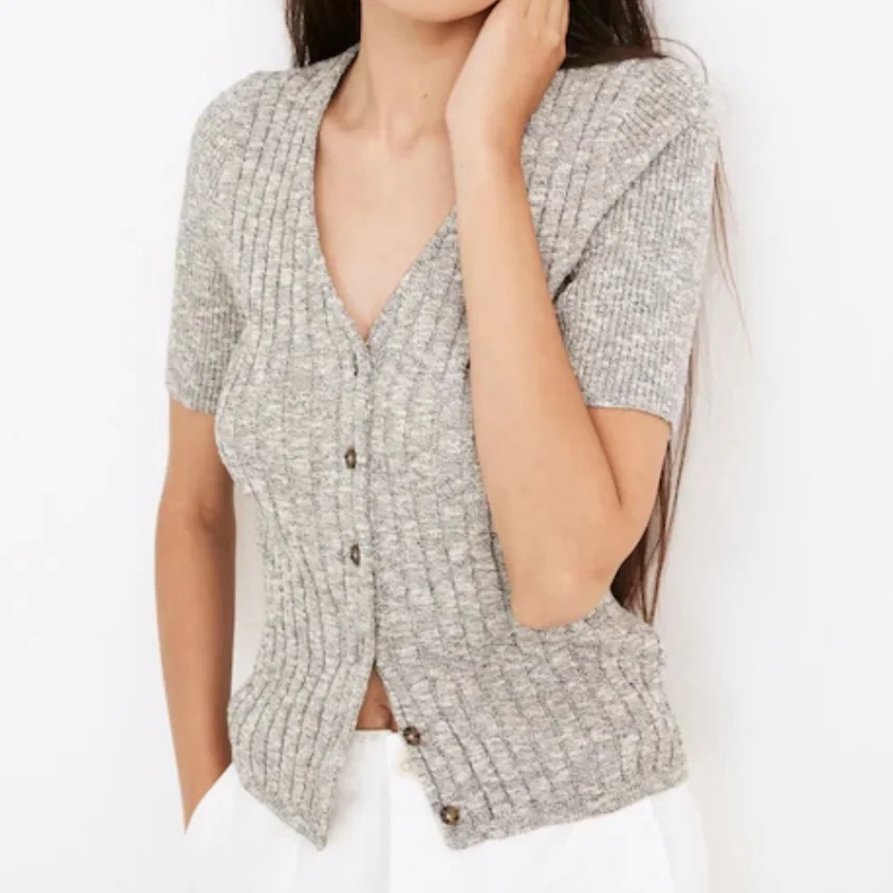 Madewell Glencrest Button-Front Sweater Tee - Picture 1 of 6